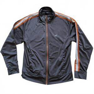Y2K Fox Racing Track Jacket Orange Trim Full Zip Motocross Gray Men's Size Large